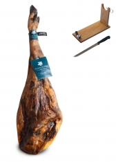 Jambon pata negra 100% ibérique nourri de glands Sánchez Romero Carvajal + support à jambon + couteau