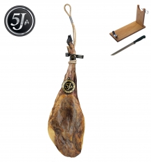 Jambon pata negra 100% ibérique nourri de glands Cinco Jotas - 5J entier + porte jambon + couteau